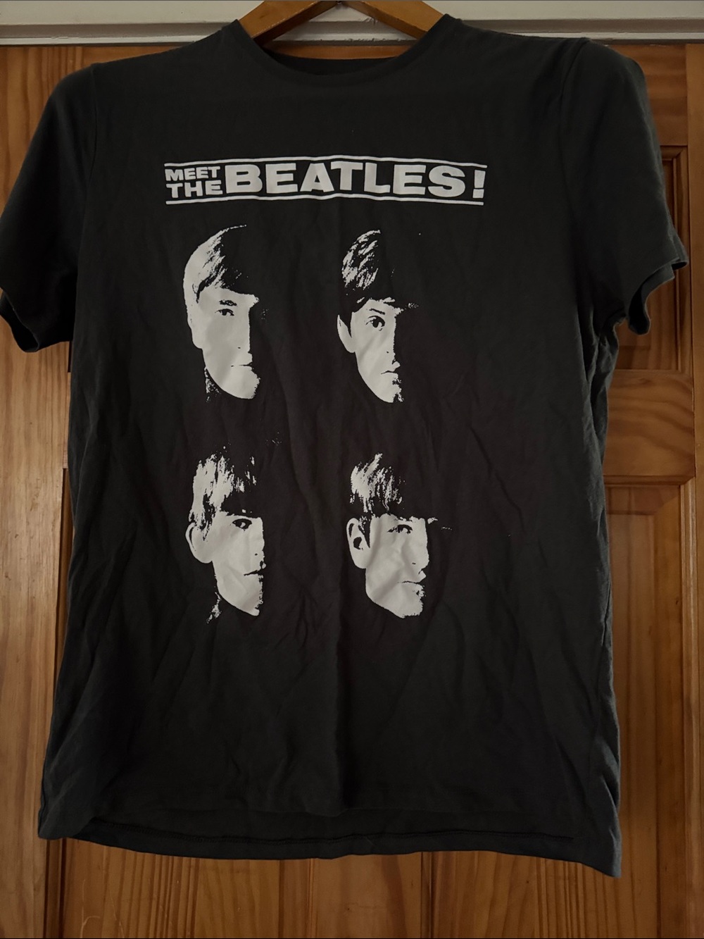 Old Navy Black Beatles Graphic Tee with White Print